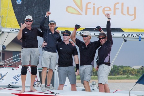 Will Tiller and his Full Metal Jacket Racing Team after winning the finals of the Asian Match Racing Championships 2011 © Gareth Cooke - Subzero Images http://www.subzeroimages.com
